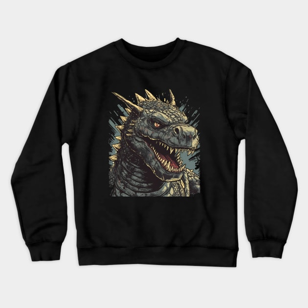 Monster Reptile Portrait Crewneck Sweatshirt by MLArtifex